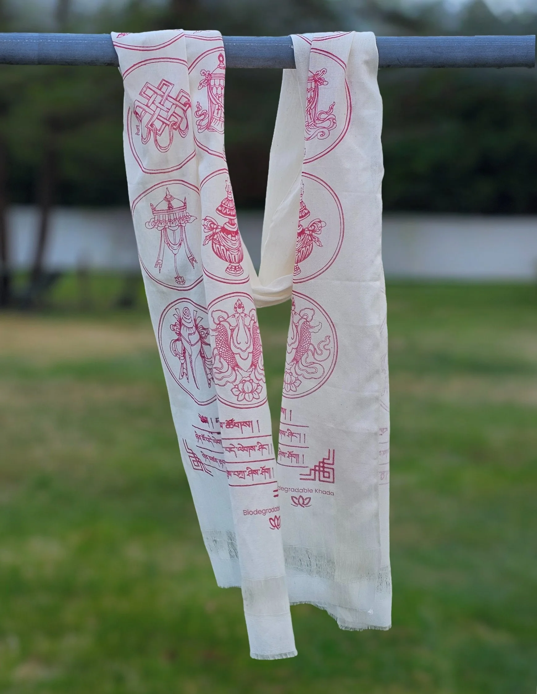 Drokpo Eco-Friendly Cotton Khatak with Eight Auspicious Symbols